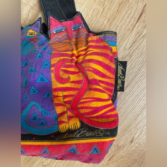 Vintage Laurel Burch shoulder bag colorful cats cat purse tote feline - Picture 4 of 11